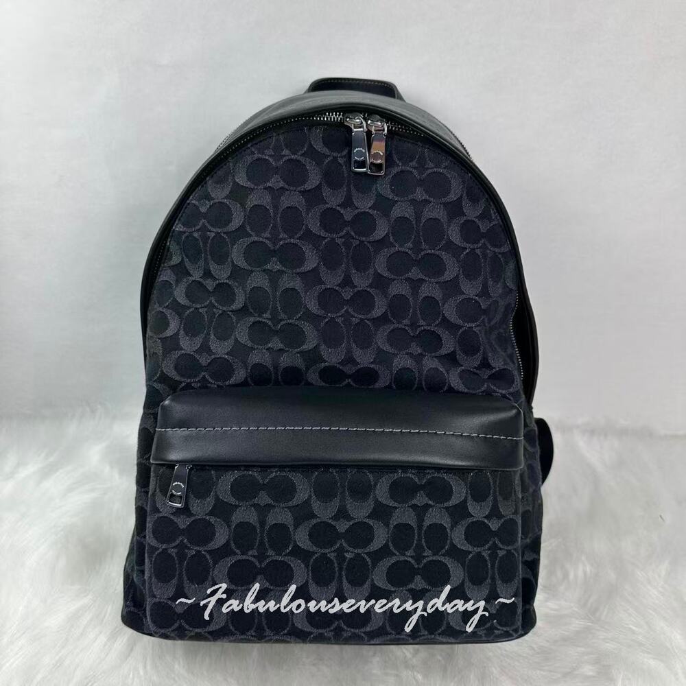 Coach Men's Taylor Backpack In Signature Denim/Silver/Black CDC49 NWT